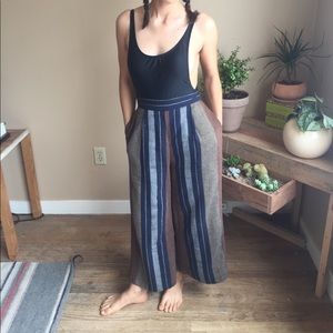 Cropped wide leg cotton trouser